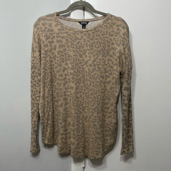 Buffalo David Bitton Leopard Print Crew Neck Sweatshirt S - Picture 1 of 4